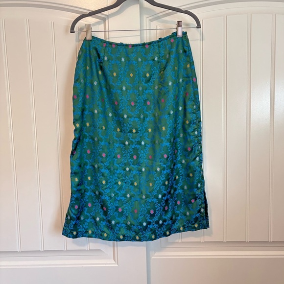 Y2k 90’s Vintage free people satin teal blue midi skirt size 5/6 - Picture 4 of 7